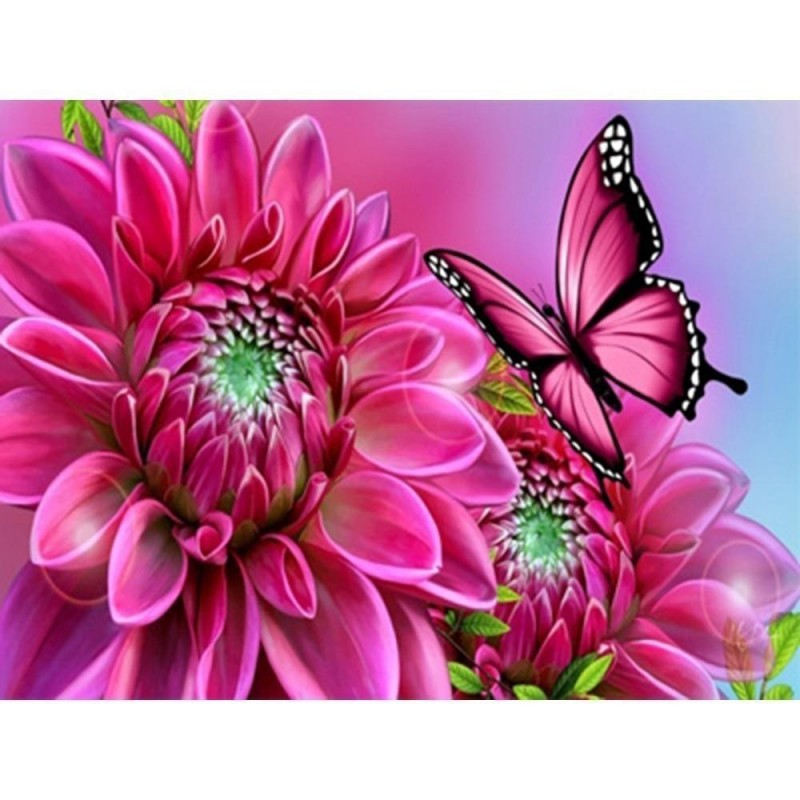 Roze Bloem - Vlinder...