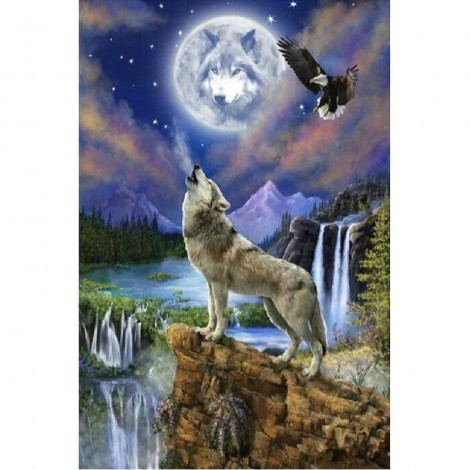 Huilende Wolf, Diamond Painting