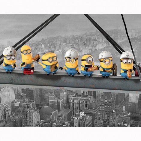 Lunch Atop A Skyscraper Minions, Diamond Painting