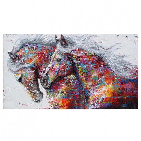 Kleurvolle Paarden, Diamond Painting
